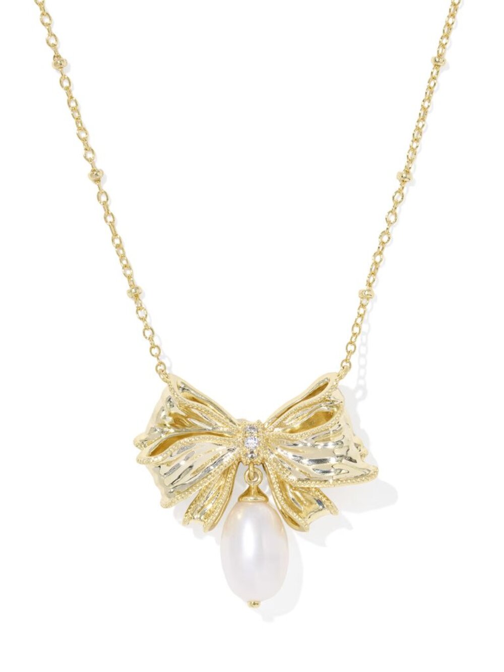 Kendra Scott x LoveShackFancy Pearl Bow Gold Necklace